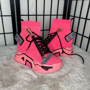 Vibrant Pink High-Top Sneakers